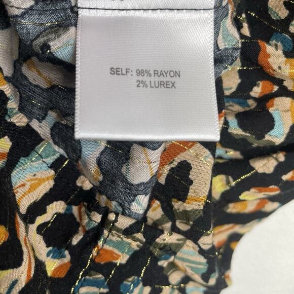 Jane and Delancey Blouse SZ XL Button Down Boho Abstract Gold MetallicThread - Picture 9 of 14